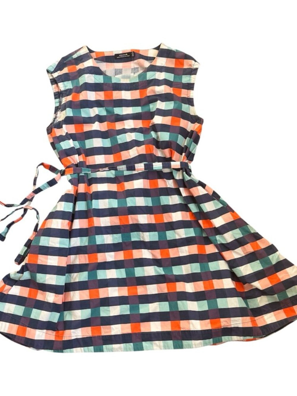 Kate Spade Saturday Colorblock Plaid Cotton Fit & Flare Dress Belted Size S